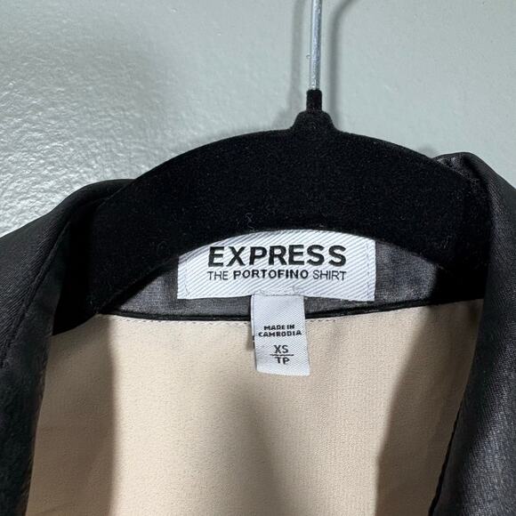 Express The Portofino Shirt Women's Semi-Sheer Tan Button Up - Size XS - Preppy - Picture 3 of 6